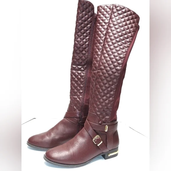 Annabeth Flat knee high Boot quilted Oxblood Size: 9.5 - Picture 2 of 9